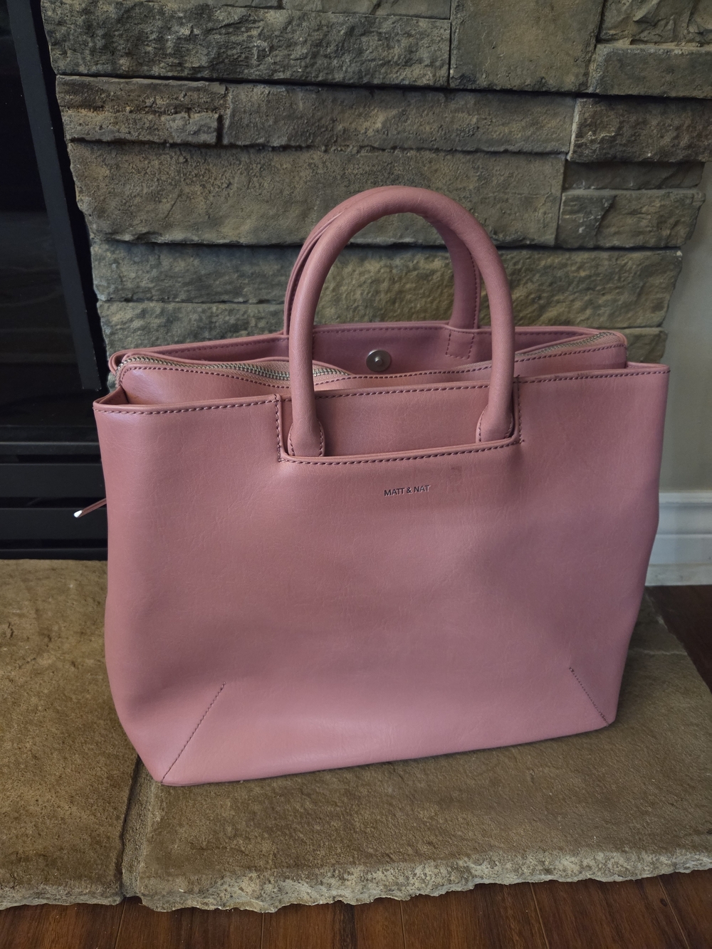 Matt & Nat Kintla Structured Vegan Leather Large Tote Satchel Bag - Pink